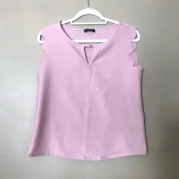 SHEIN Light Pink Shirt with Scalloped Sleeve | Scallop Sleeves | SHEIN | Pink - Picture 8 of 8